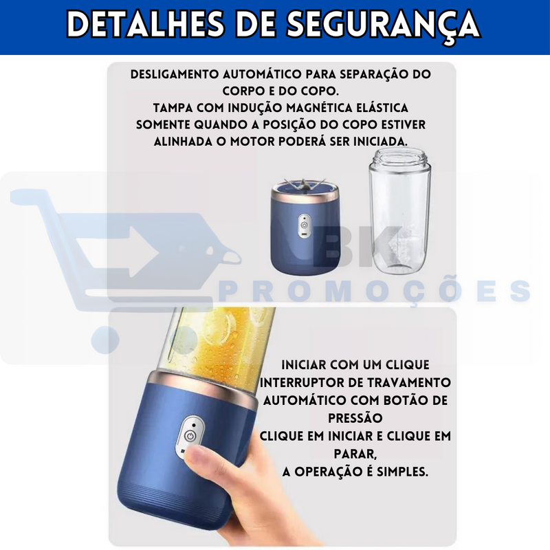 Mini Liquidificador Portátil com Copo extra