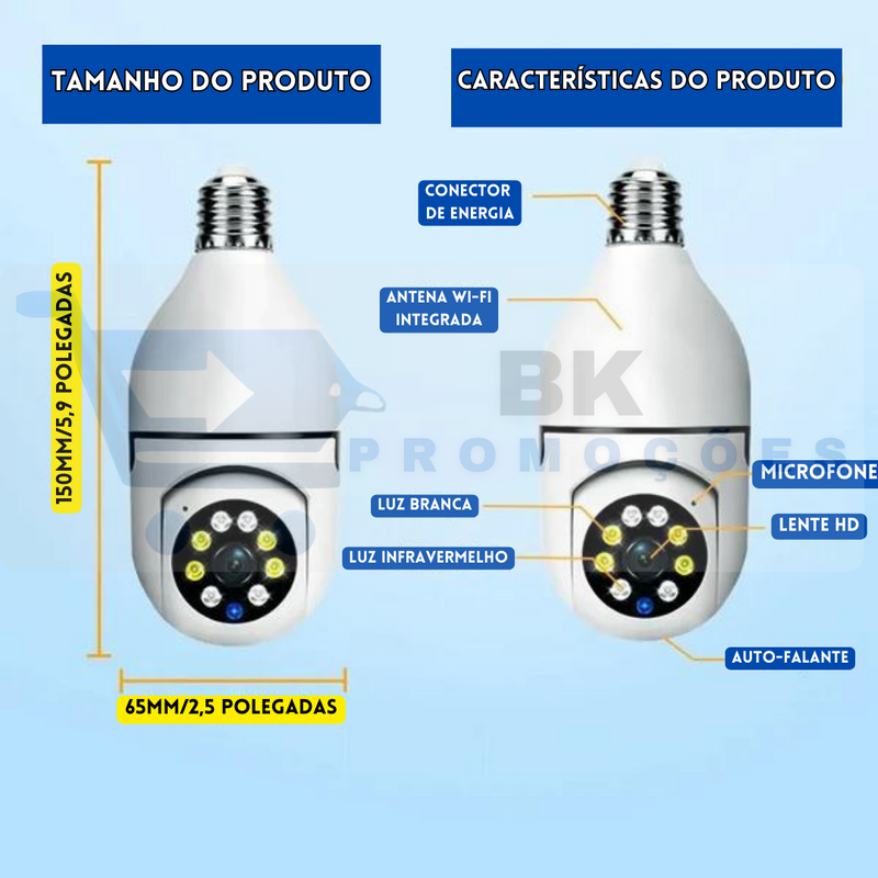 Câmera de Segurança Wi-Fi Inteligente 360º